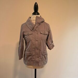 Rubbish Women's Grayish Brown 3/4 Sleeve Utility Coat/Blouse Size L